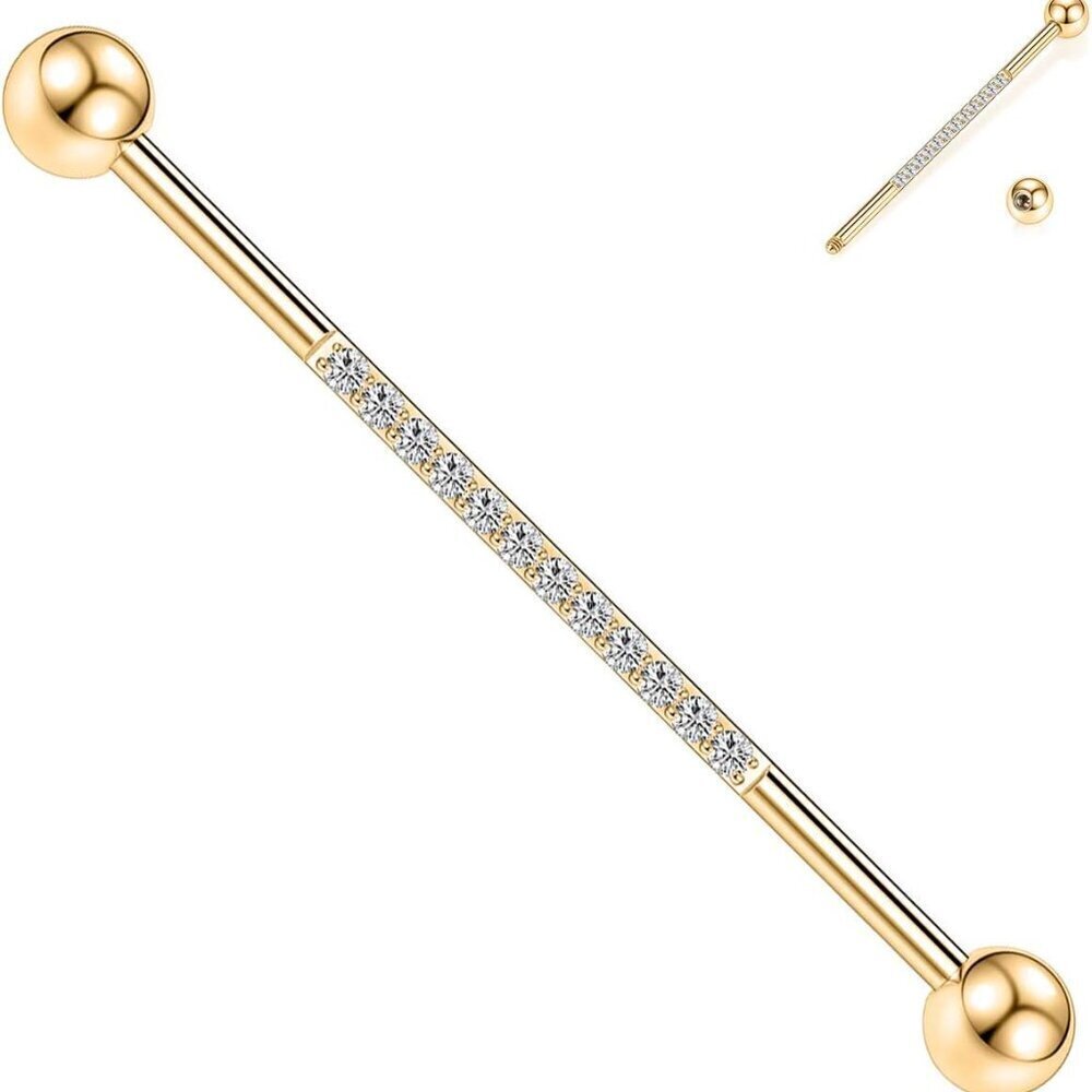 Industrial Piercing Jewelry Surgical Steel 14G CZ Cross Body Earring